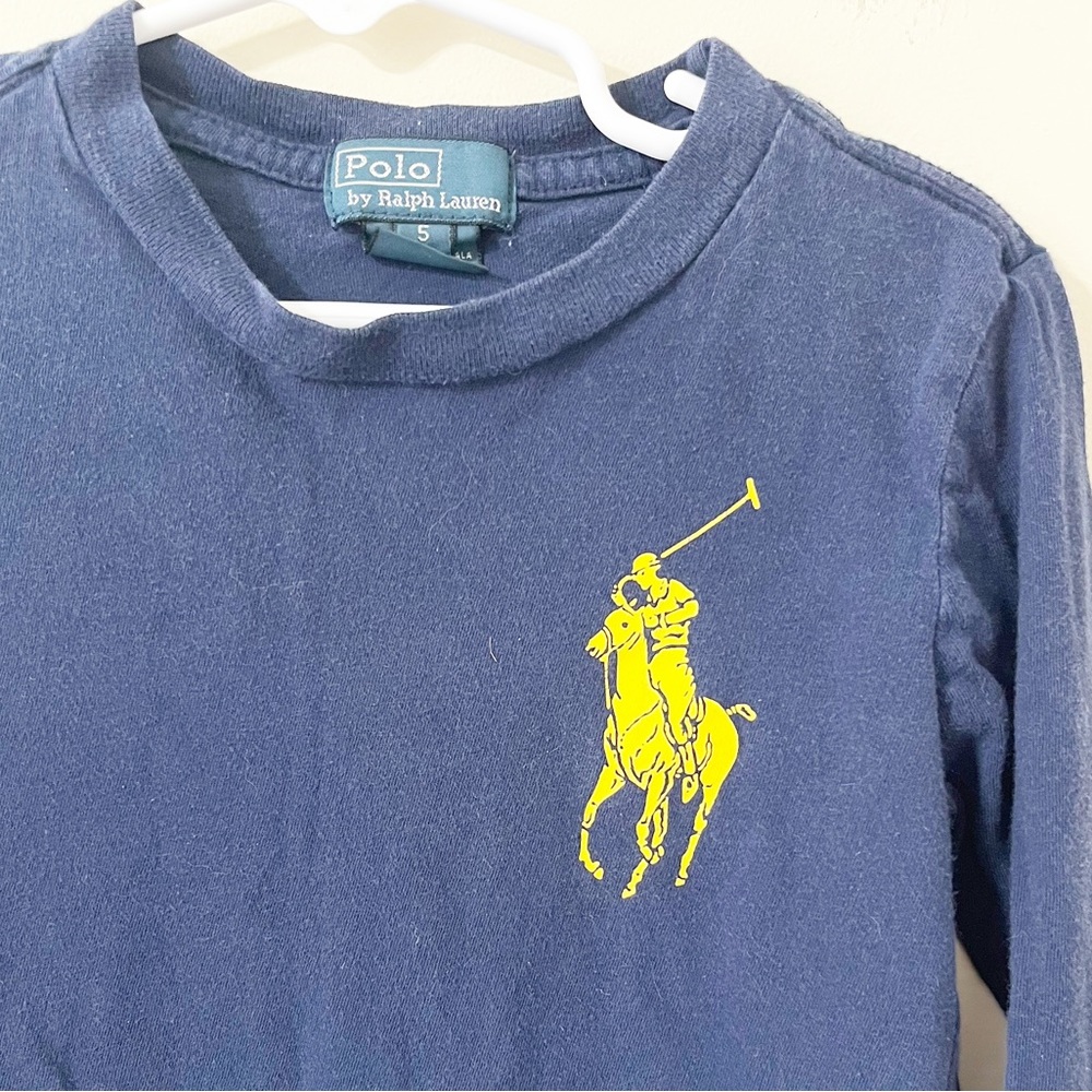 Polo by Ralph Lauren Vintage Boy's Graphic Long Sleeve Tee Shirt Size 5 - Picture 2 of 7